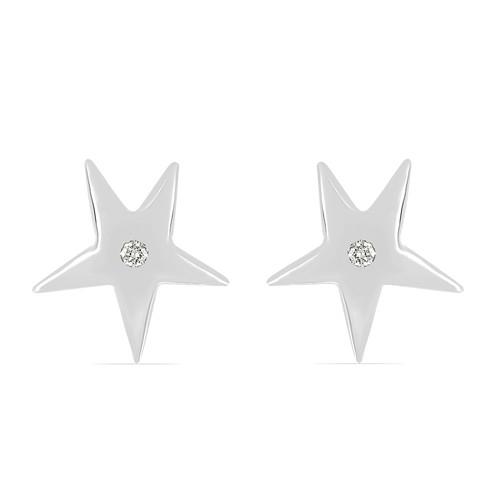 BUY NATURAL WHITE DIAMOND DOUBLE CUT GEMSTONE STAR EARRINGS IN 925 SILVER